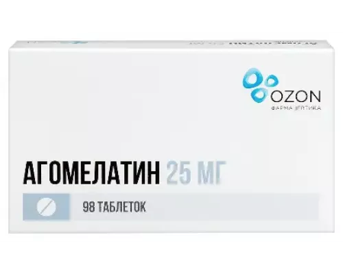 Агомелатин 25 мг 98 шт. таблетки, покрытые пленочной оболочкой