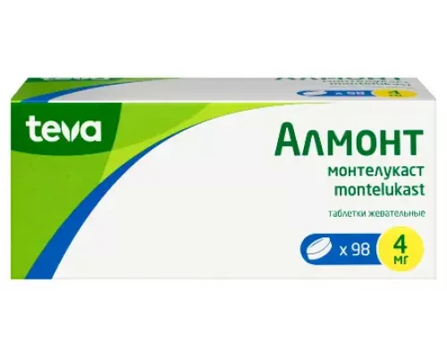Алмонт 4 мг 98 шт. (Монтелукаст) таблетки жевательные