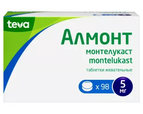 Алмонт 5 мг 98 шт. (Монтелукаст) таблетки жевательные