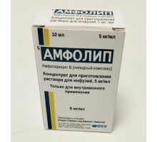 Амфолип 5 мг/мл 10 мл 1 шт. (Амфотерицин В) концентрат для приготовления раствора для инфузий