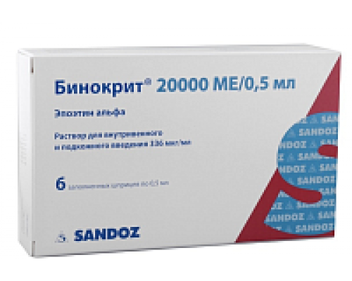 Бинокрит 20000 МЕ 0,5 мл 6 шт. шприц 