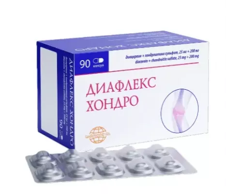 Диафлекс хондро 25 мг + 200 мг (Диацереин + Хондроитина сульфат) 90 шт. капсулы