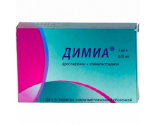 Димиа 3 мг+ 0,02 мг 28 шт. (Дроспиренон + Этинилэстрадиол) таблетки