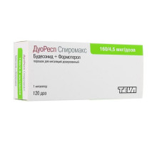 Дуоресп Спиромакс 160 мкг/ 4,5 мкг 120 доз 1 шт. (Будесонид + Формотерол) порошок для ингаляций дозированный
