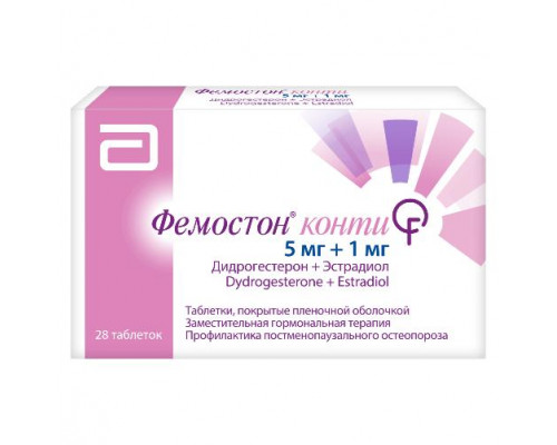 Фемостон Конти 1 мг/5 мг 28 шт. (Дидрогестерон + Эстрадиол) таблетки