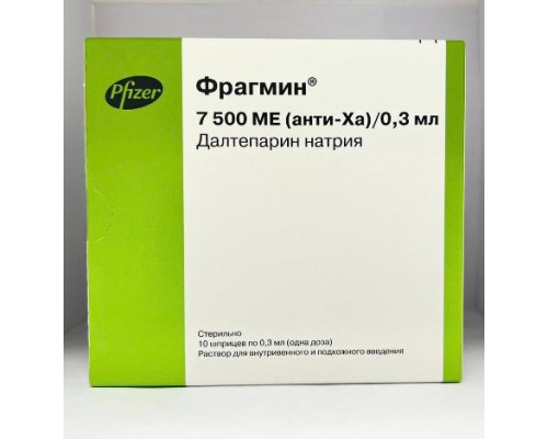 Фрагмин 7500 анти-ха ме/ 0,3 мл 0,3 мл 10 шт. раствор для инъекций