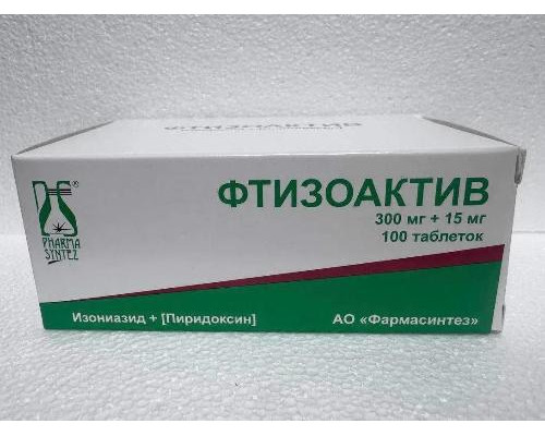 Фтизоактив 300 мг + 15 мг (Изониазид + Пиридоксин) 100 шт. таблетки