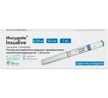 Инсудайв 0,25/0,5/1 мг/доза 3 мл 1 шт. (Семаглутид) раствор для подкожного введения шприц-ручка в комплекте с иглами 6 шт