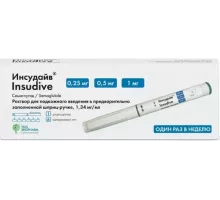 Инсудайв 0,25/ 0,5 мг/доза 1,5 мл 1 шт. (Семаглутид) раствор для подкожного введения шприц-ручка в комплекте с иглами - 6 шт