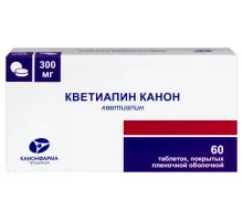 Кветиапин канон 300 мг (Кветиапин) 60 шт. таблетки, покрытые пленочной оболочкой