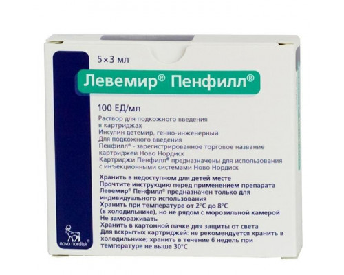 Левемир Пенфилл картриджи 100 МЕ/мл 3 мл 5 шт