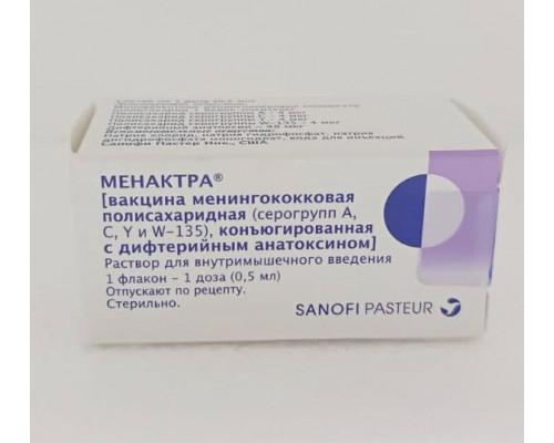 Менактра 1 доза 0,5 мл 1 шт. (Вакцина для профилактики менингококковой инфекции серогрупп A, C, W, Y, полисахаридная, конъюгированная) раствор внутримышечное введение вакцина