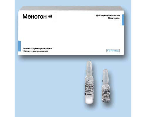 Меногон 75 ме фсг+ 75 ме лг 2 мл 10 шт. (Менотропины) лиофилизат для приготовления раствора для внутримышечного и подкожного введения