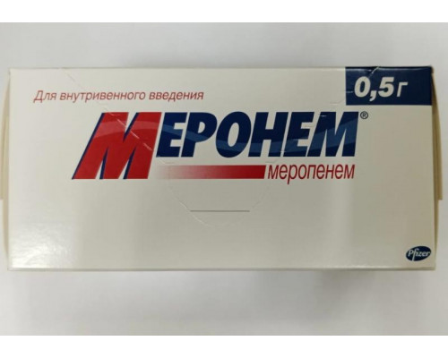Меронем 500 мг 10 шт. (Меропенем) порошок для приготовления раствора для внутривенного введения
