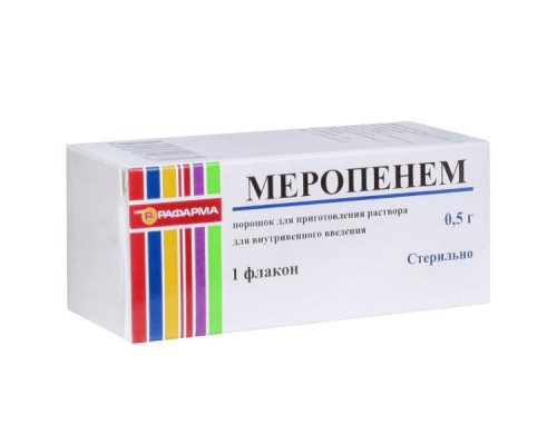 Меропенем 1000 мг 1 шт. порошок для приготовления раствора для внутривенного введения