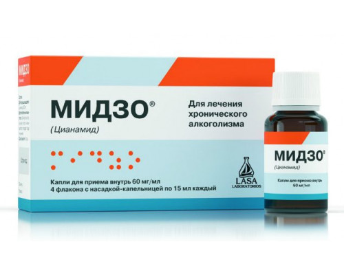 Мидзо 60 мг/мл 15 мл 4 шт. (Цианамид) капли для приема внутрь от алкоголя