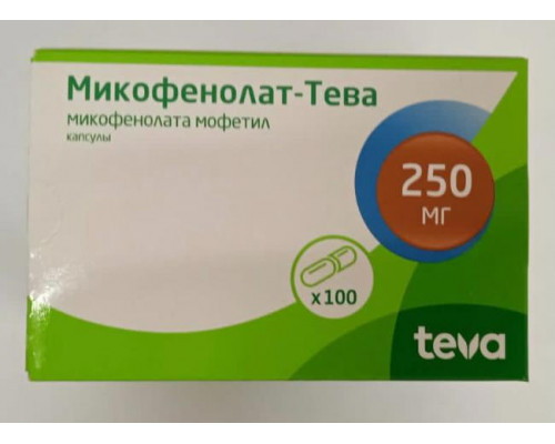 Микофенолат тева 250 мг 100 шт. капсулы (Микофенолата мофетил)