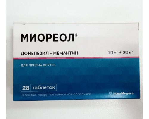 Миореол 10 мг+20 мг 28 шт. (Донепезил+Мемантин) таблетки