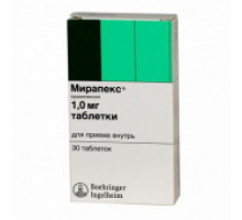 Мирапекс 1 мг 30 шт. таблетки