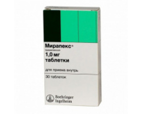 Мирапекс 1 мг 30 шт. таблетки