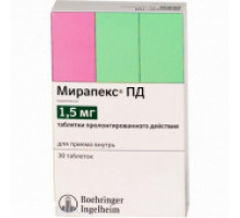 Мирапекс ПД 1,5 мг 30 шт. (Прамипексол) таблетки пролонгированного действия