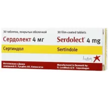 Сердолект 4 мг 30 шт. (Сертиндол) таблетки, покрытые оболочкой