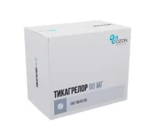 Тикагрелор 90 мг 168 шт. таблетки, покрытые пленочной оболочкой