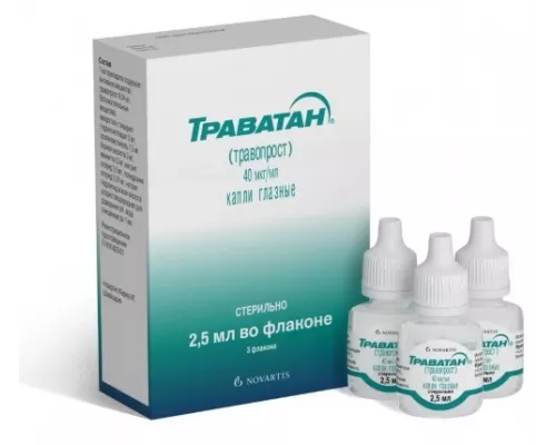 Траватан 40 мкг/мл (Травопрост) 2,5 мл 3 шт. капли глазные