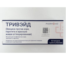 Тривэйд (вакцина против кори, краснухи и паротита живая аттенуированная) 0,5 мл 1 доза 1 шт. лиофилизат для приготовления раствора для подкожн