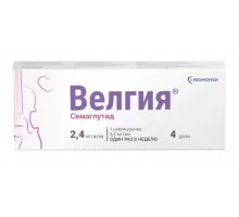 Велгия 2,4 мг/доза 3 мл (Семаглутид) раствор для подкожного введения (в комплекте с иглами - 5 шт.)