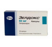 Зелдокс 60 мг 30 шт. (Зипрасидон) капсулы