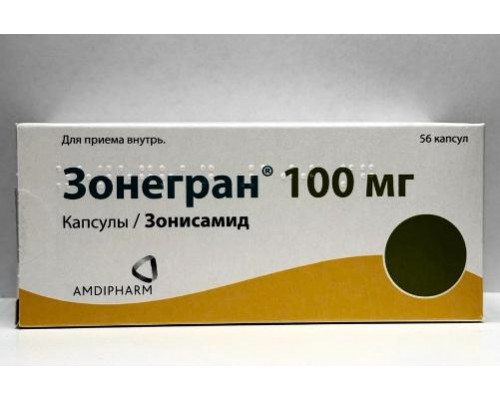 Зонегран 100 мг 56 шт. (Зонисамид) капсулы