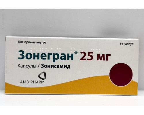 Зонегран 25 мг 14 шт. (Зонисамид) капсулы